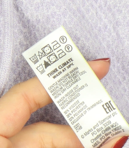 Marks and Spencer Women Lilac Full Zip Hooded Cardigan L