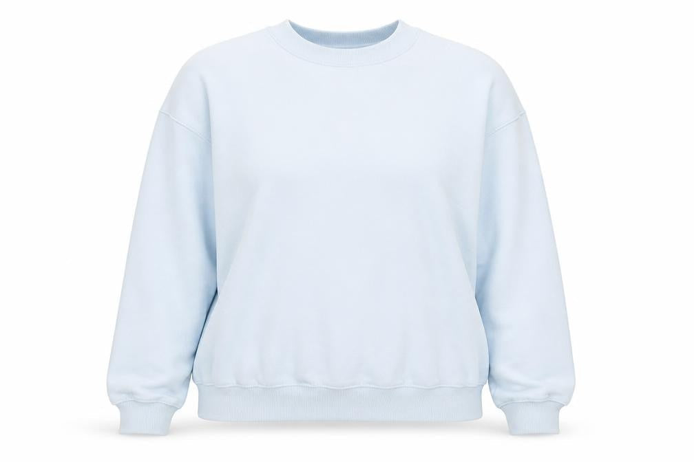 Monki Women Light Blue Cotton Blend Crew Neck Sweatshirt M
