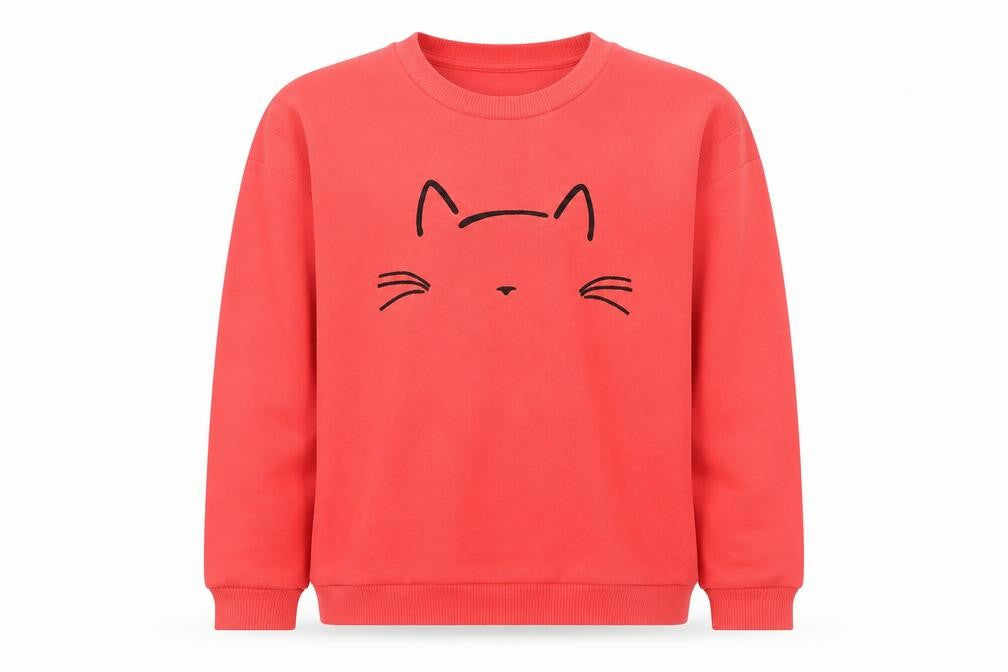Mavi Women’s Red Cat Print Pullover Sweatshirt Size S Cotton Blend