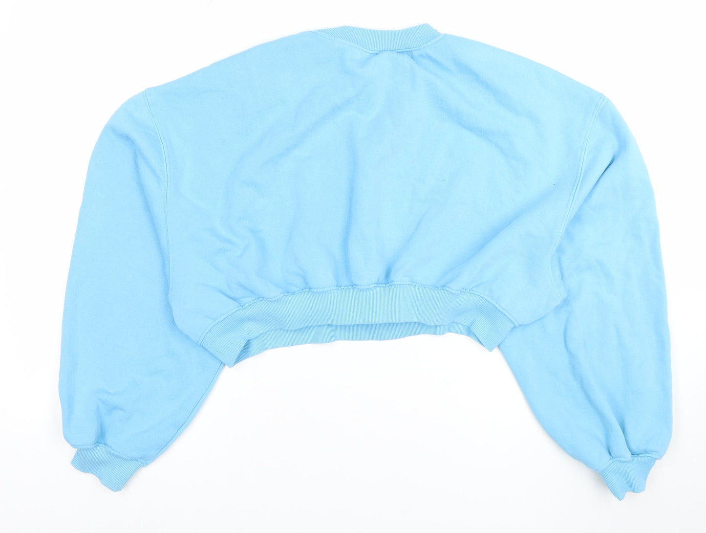 H&M Divided Women Blue Cropped Pullover Sweatshirt Size L