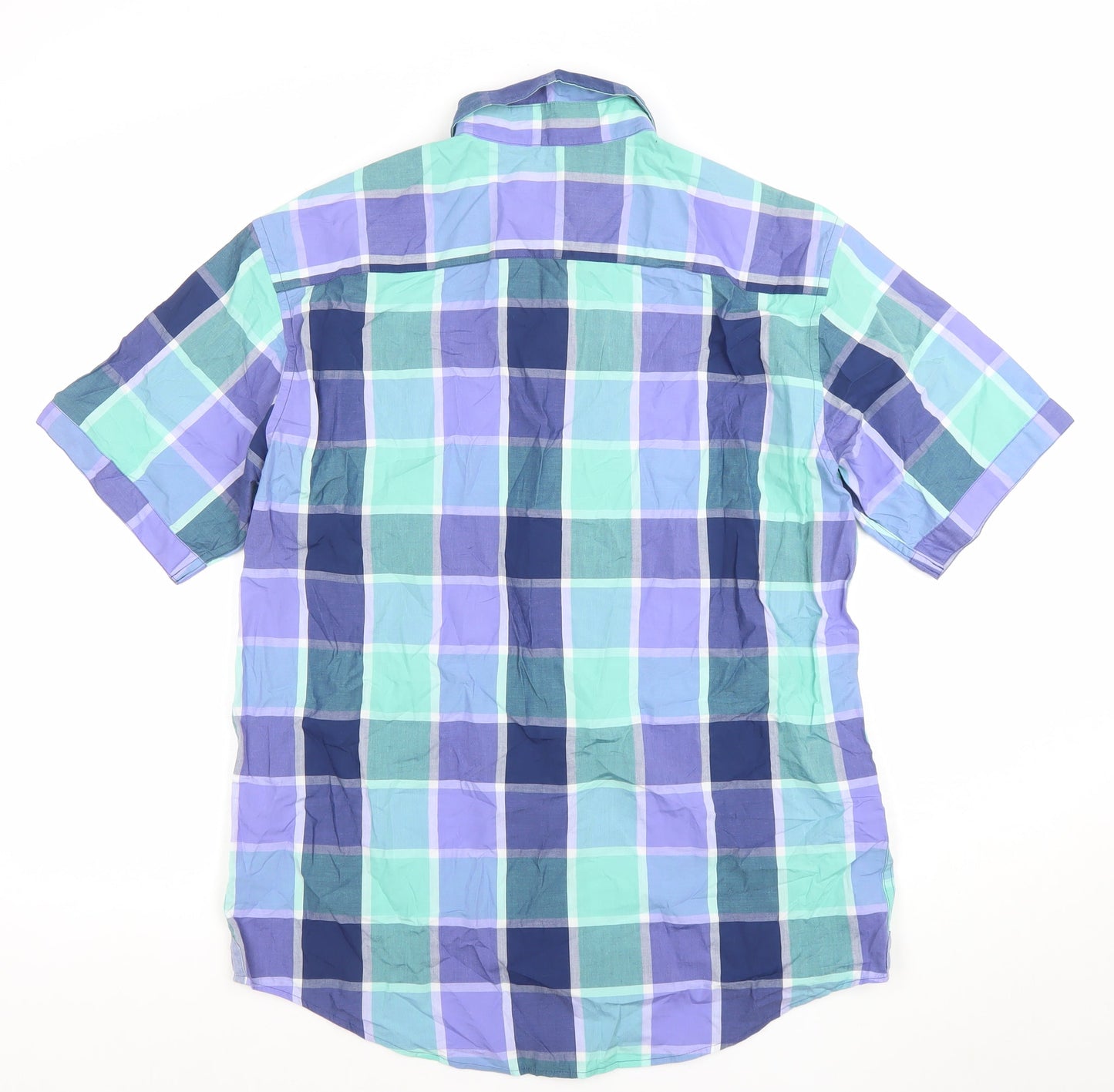 Blue Harbour Men's Blue Multicoloured Check Cotton Short Sleeve Shirt M