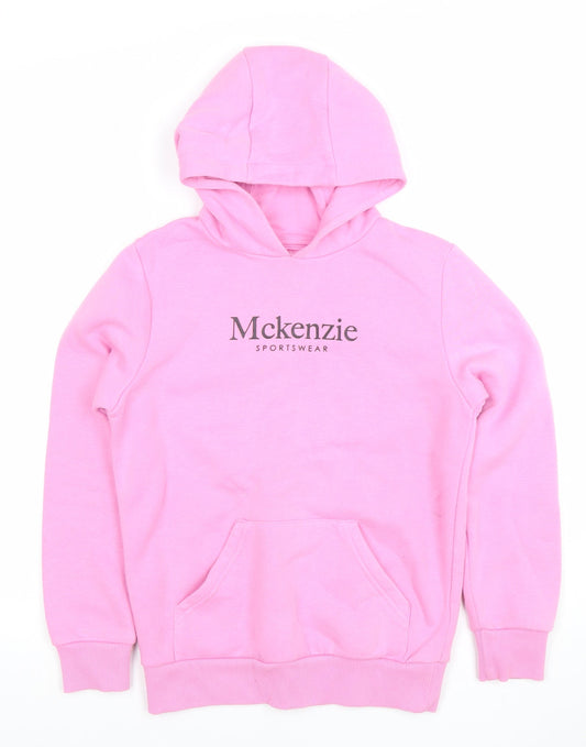 McKenzie Girls Pink Pullover Hoodie 10-12 Years Logo Sportswear Fleece