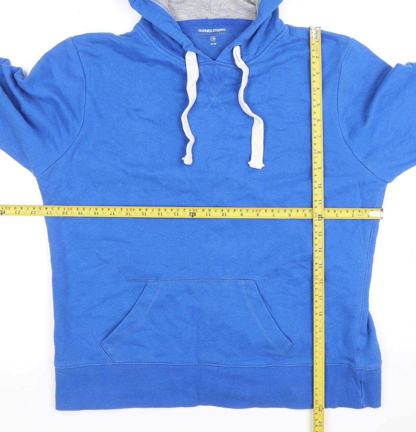 Dunnes Stores Women's Blue Pullover Hoodie Size 18 Cotton Blend