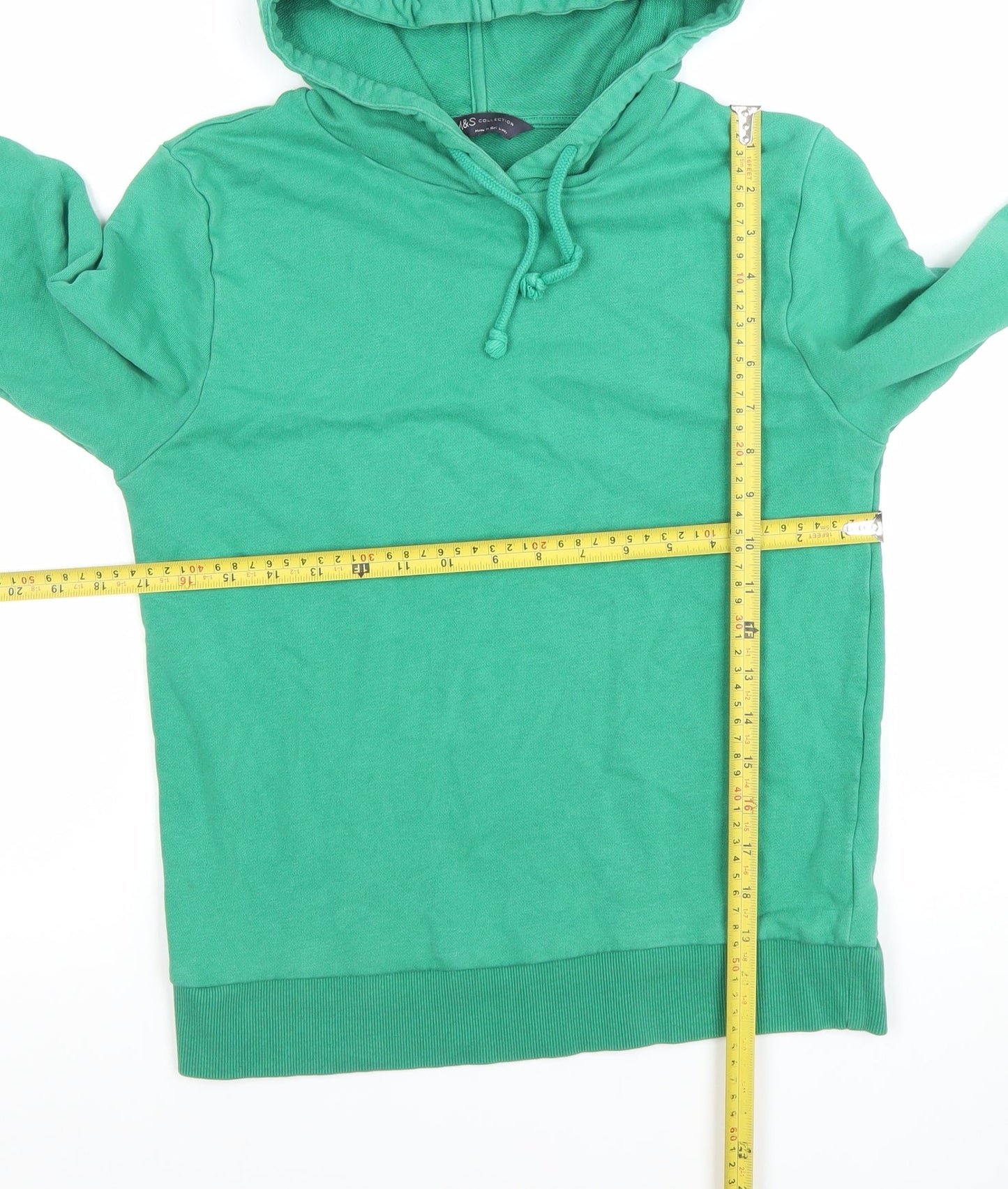 Marks and Spencer Women's Green Pullover Hoodie Size 8 Cotton Blend