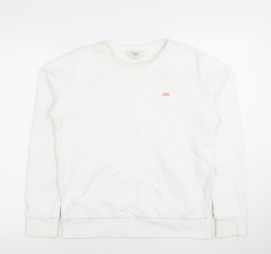 Lee Womens White Regular Fit Cotton Crew Neck Sweatshirt Size S