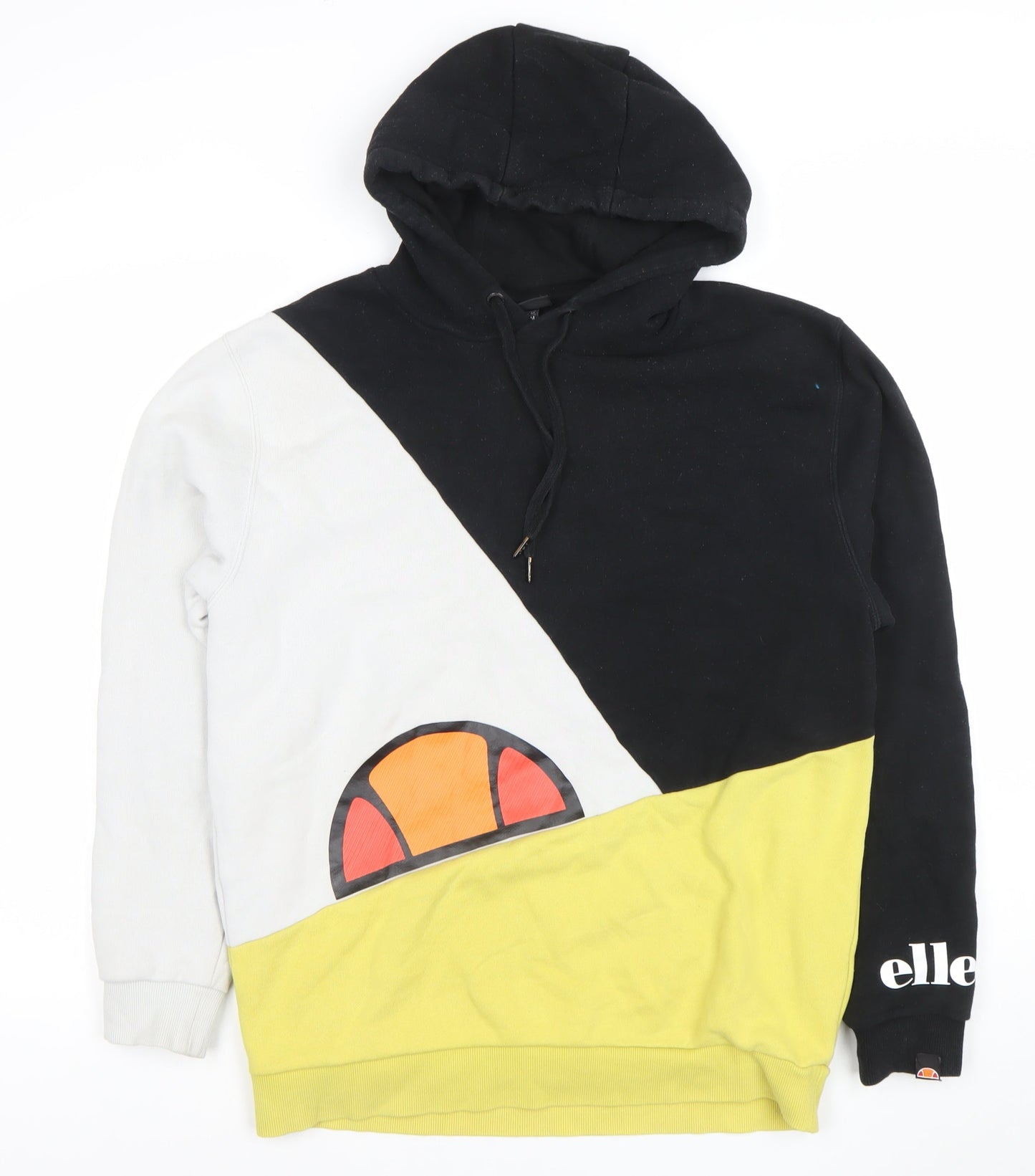 Ellesse Men's Black White Yellow Pullover Hoodie M Sports Style