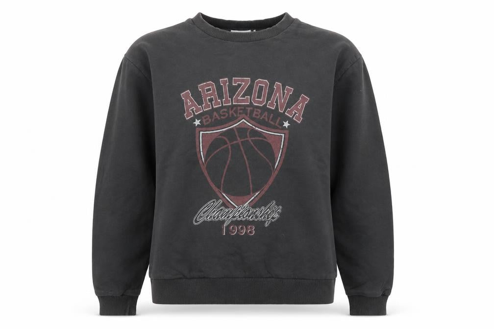 Front view of ASOS Design Women's Black Cotton Arizona Basketball Sweatshirt UK 10