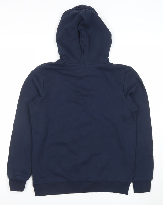 Jack & Jones Boys Navy Pullover Hoodie Size 164 Logo Print Cotton Blend