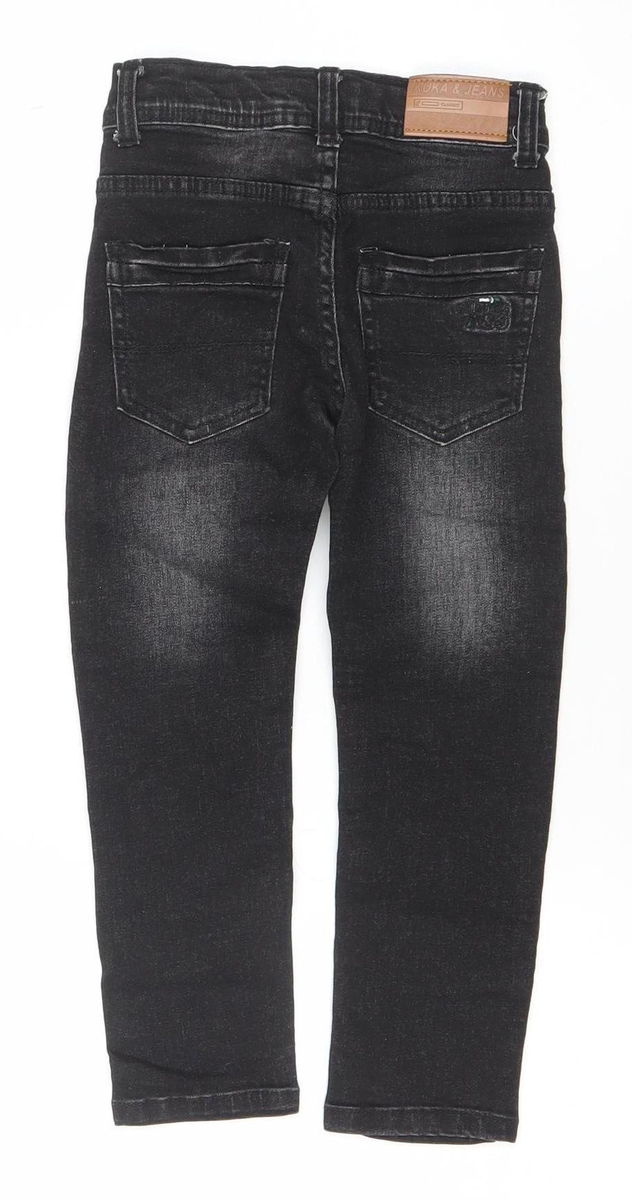 Kuka & Jeans Boys Black Straight Denim Jeans Size 20 Regular Fit