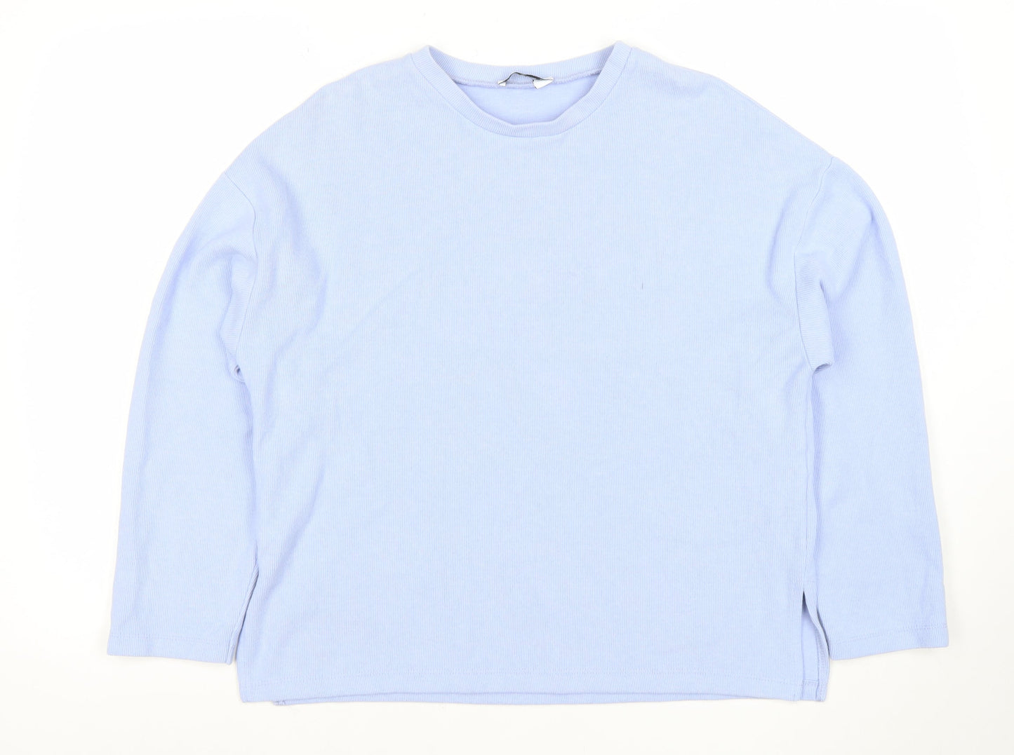 Stradivarius Women Blue Small Crew Neck Long Sleeve Pullover Sweatshirt