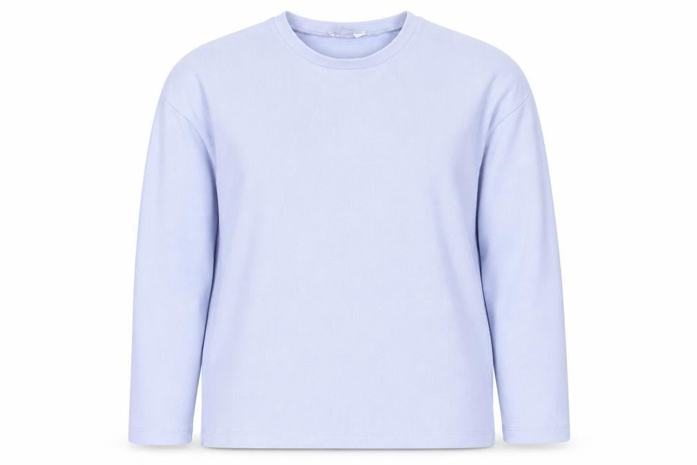 Stradivarius Women Blue Small Crew Neck Long Sleeve Pullover Sweatshirt