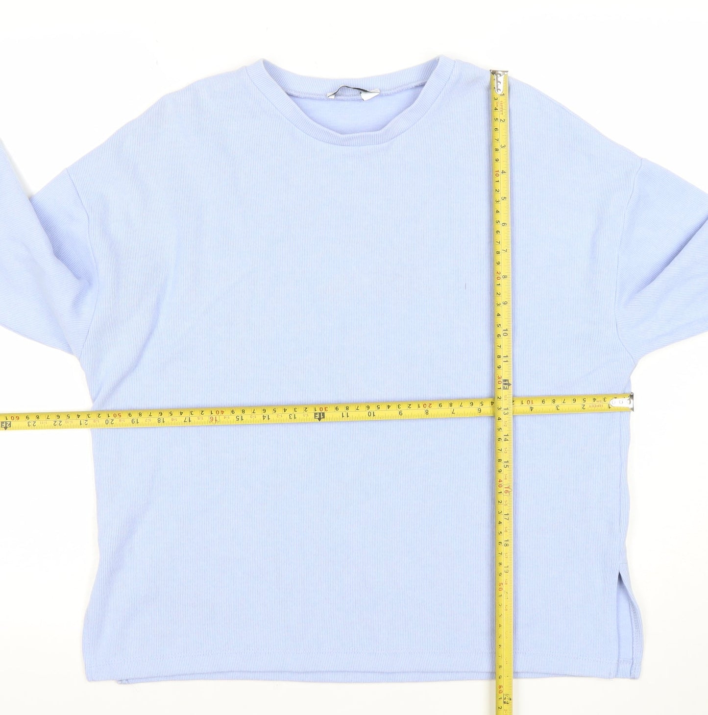 Stradivarius Women Blue Small Crew Neck Long Sleeve Pullover Sweatshirt