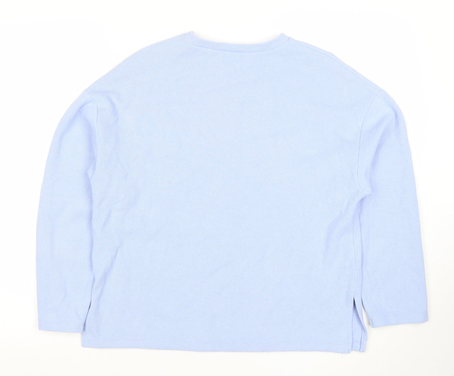 Stradivarius Women Blue Small Crew Neck Long Sleeve Pullover Sweatshirt