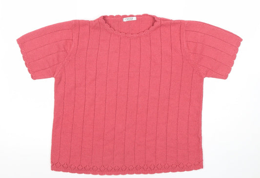 Betiix Women’s Pink Knit Short Sleeve Acrylic Top Size 10-12