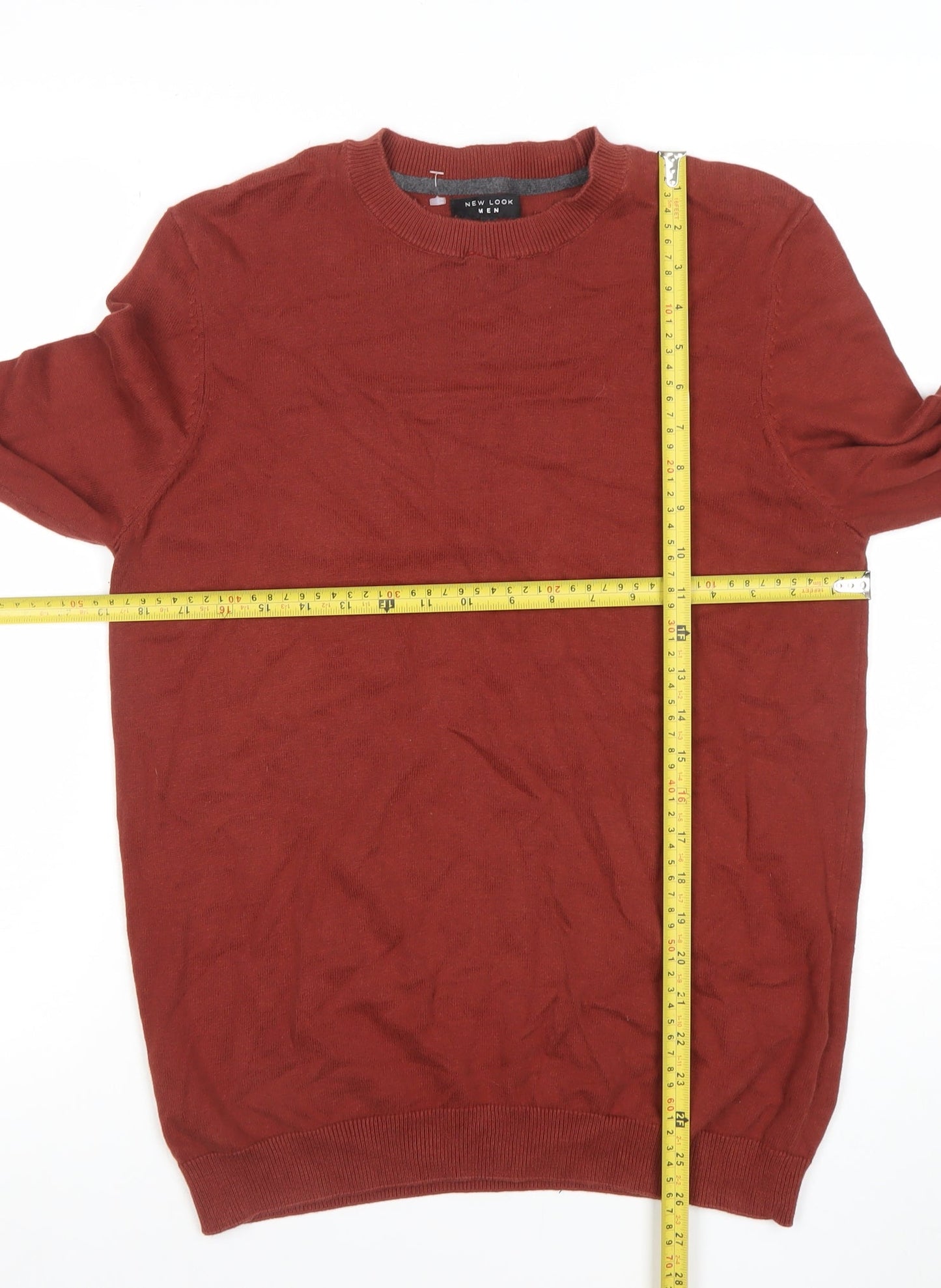 New Look Men Brown Cotton Crew Neck Jumper Size M