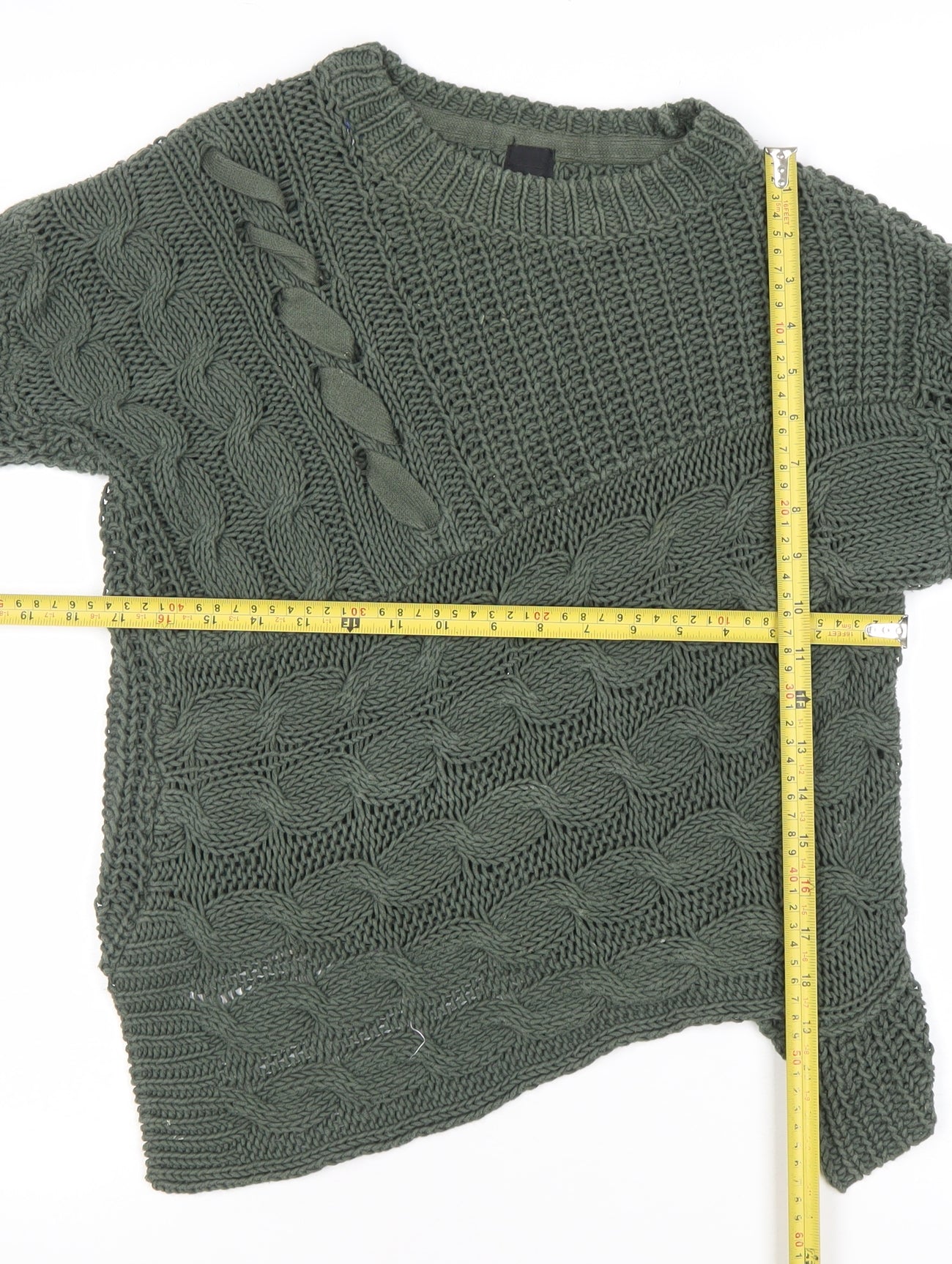 River Island Women’s Green Chunky Cable-Knit Jumper UK 6