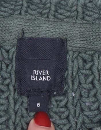 River Island Women’s Green Chunky Cable-Knit Jumper UK 6