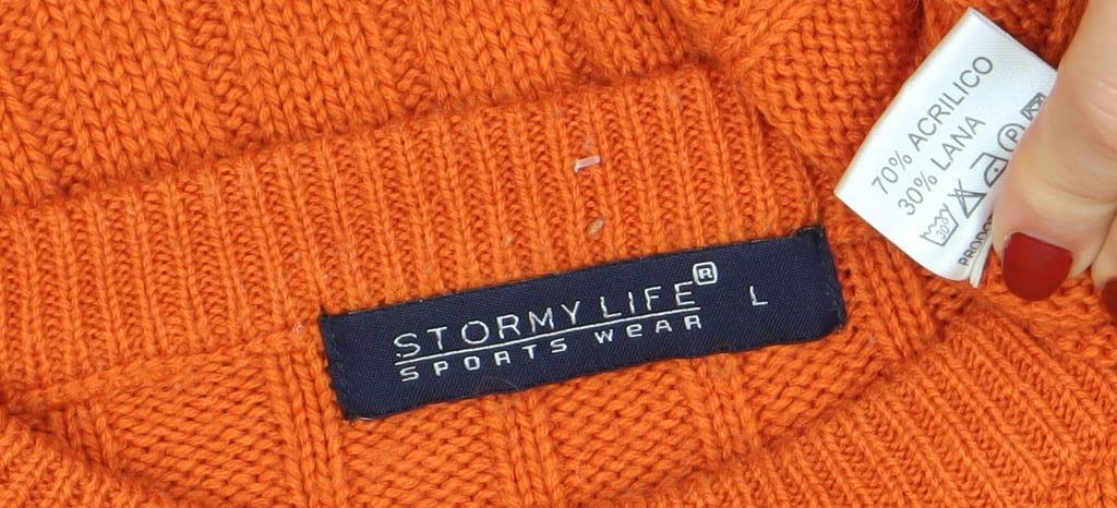 Stormylife Sportswear Women's Orange Ribbed Crew Neck Pullover Jumper Size L