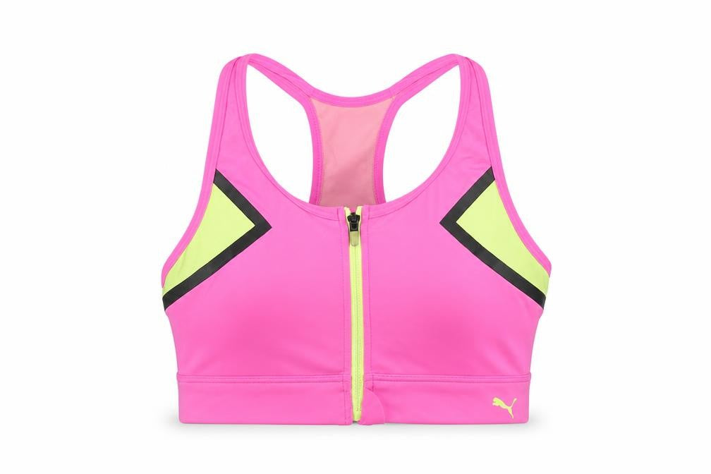 Puma Women’s Pink Racerback Zip Front Sports Bra Top Size S