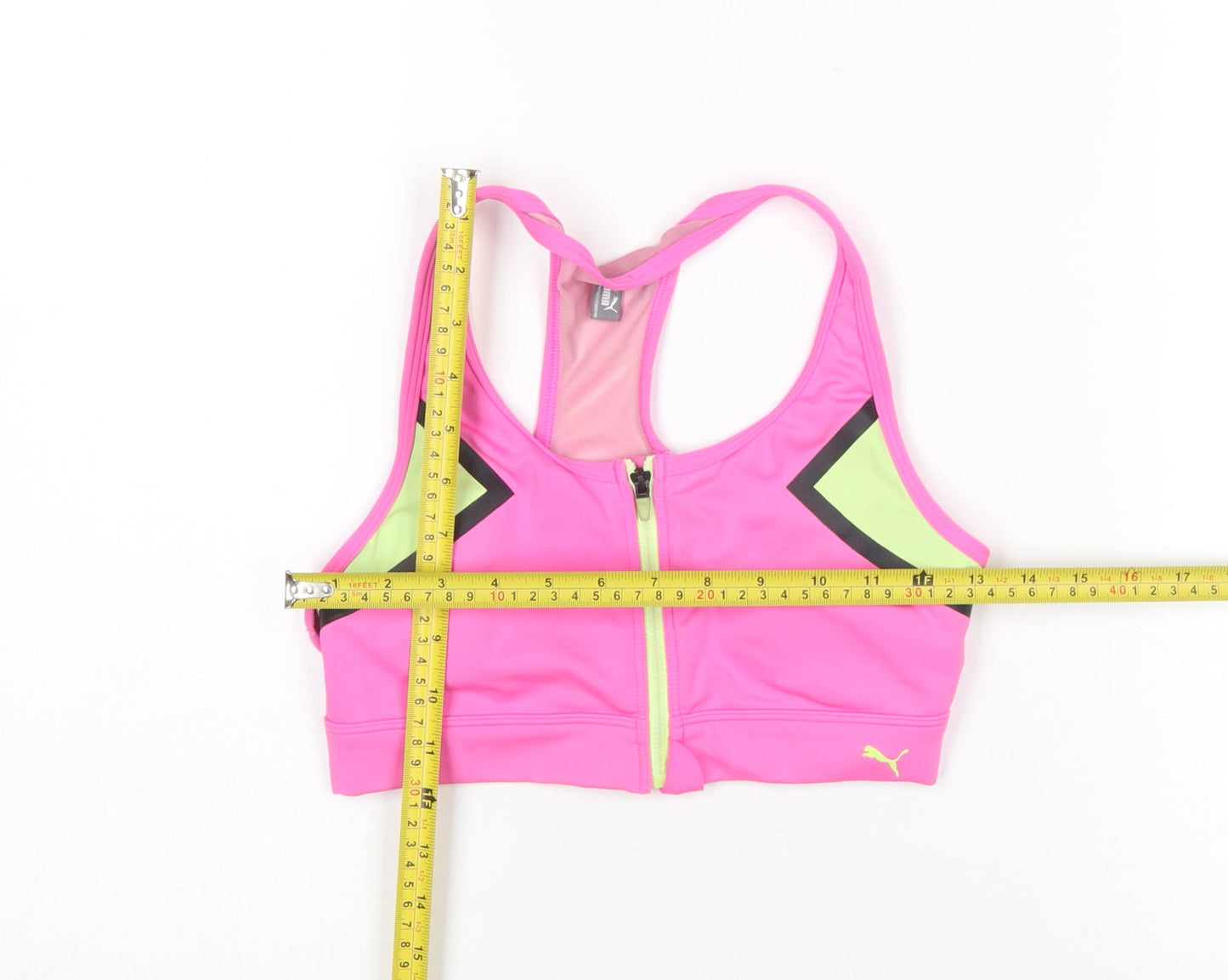 Puma Women’s Pink Racerback Zip Front Sports Bra Top Size S