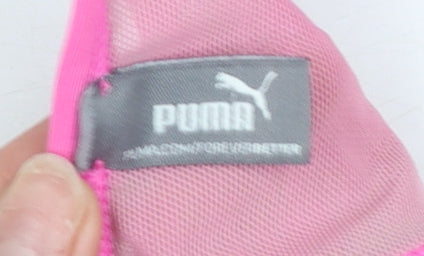 Puma Women’s Pink Racerback Zip Front Sports Bra Top Size S