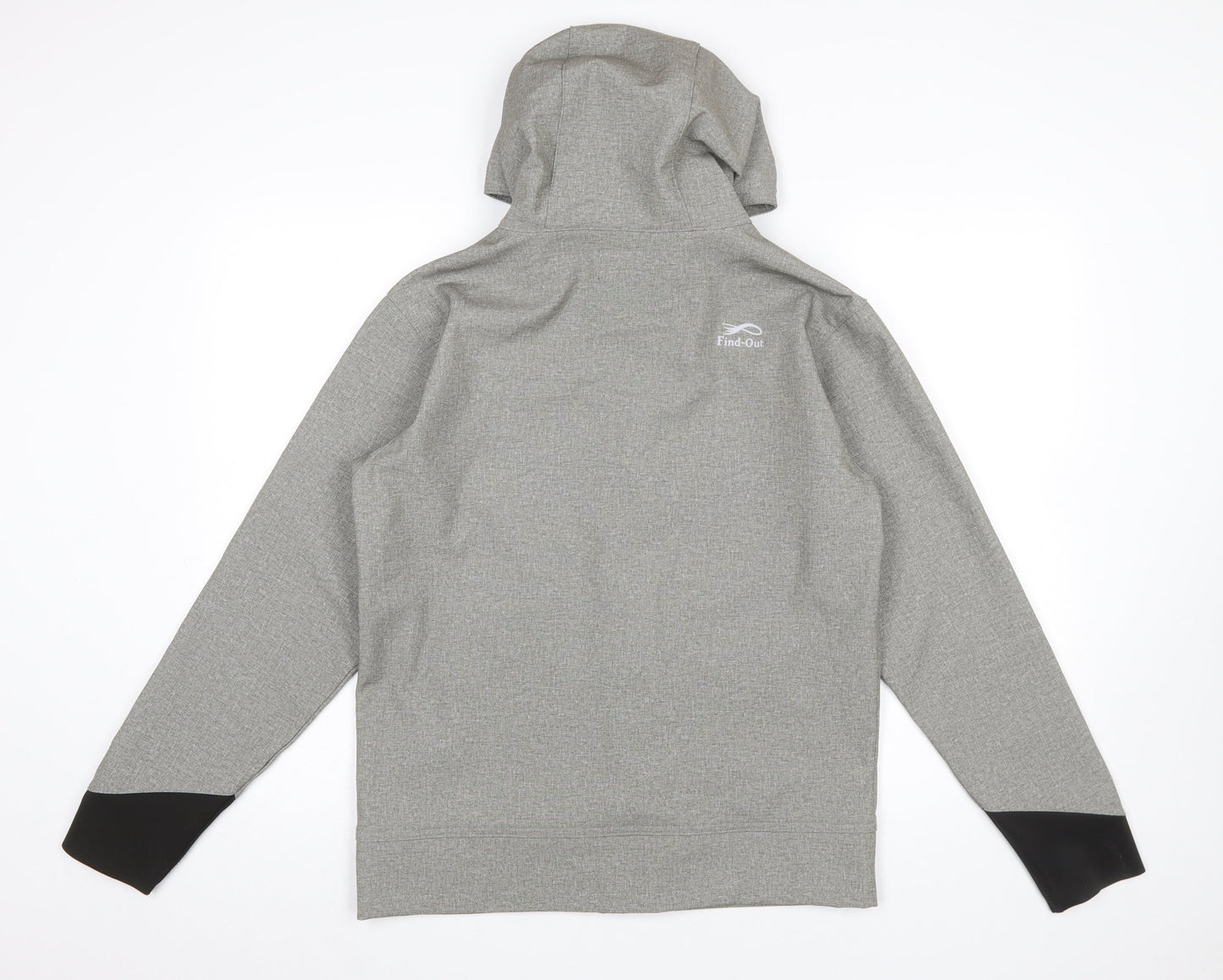 Find-Out Men's Grey Softshell Hooded Windbreaker Jacket Size M