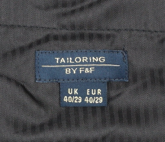 F&F Black Tailoring Mens 40/29 Dress Pants Polyester Classic Fit