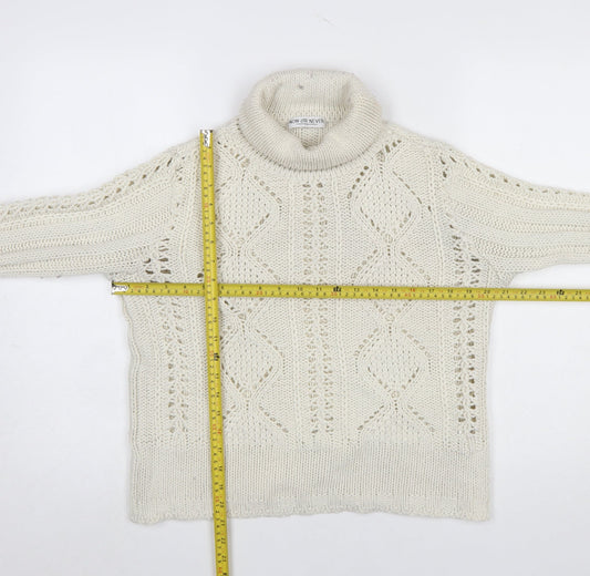 Now or Never Women Ivory Roll Neck Chunky Knit Jumper Size 12
