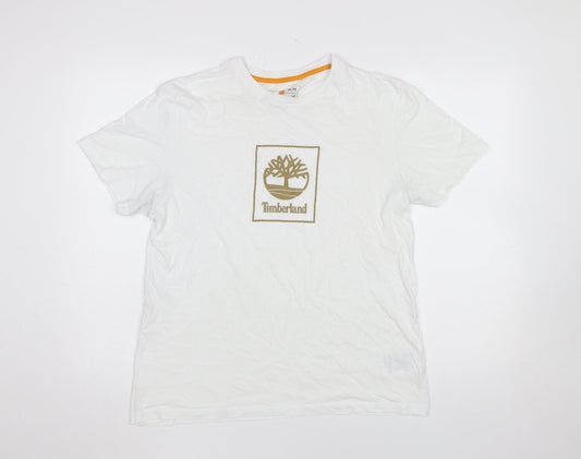Timberland Men's White Regular Fit Graphic Logo T-Shirt M