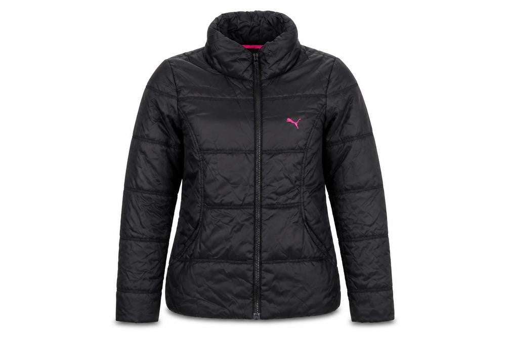 Puma Womens Black Size 10 Puffer Jacket Nylon Quilted Full Zip