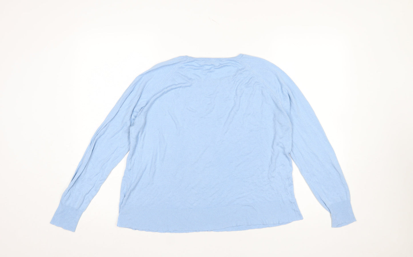 ZARA Women’s Blue Cotton Crew Neck Pullover Jumper Size 14