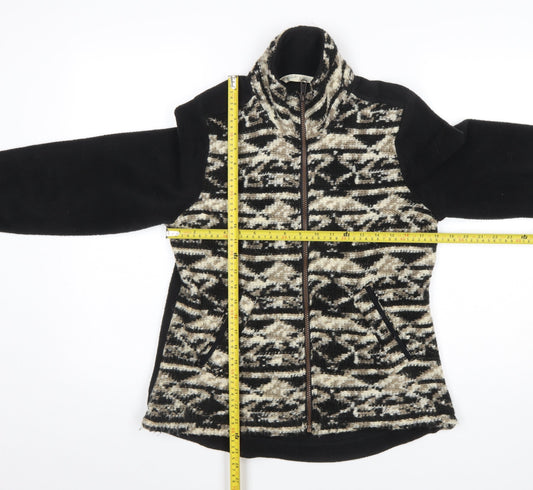 Woolrich Womens Black Geometric Fleece Jacket Size S
