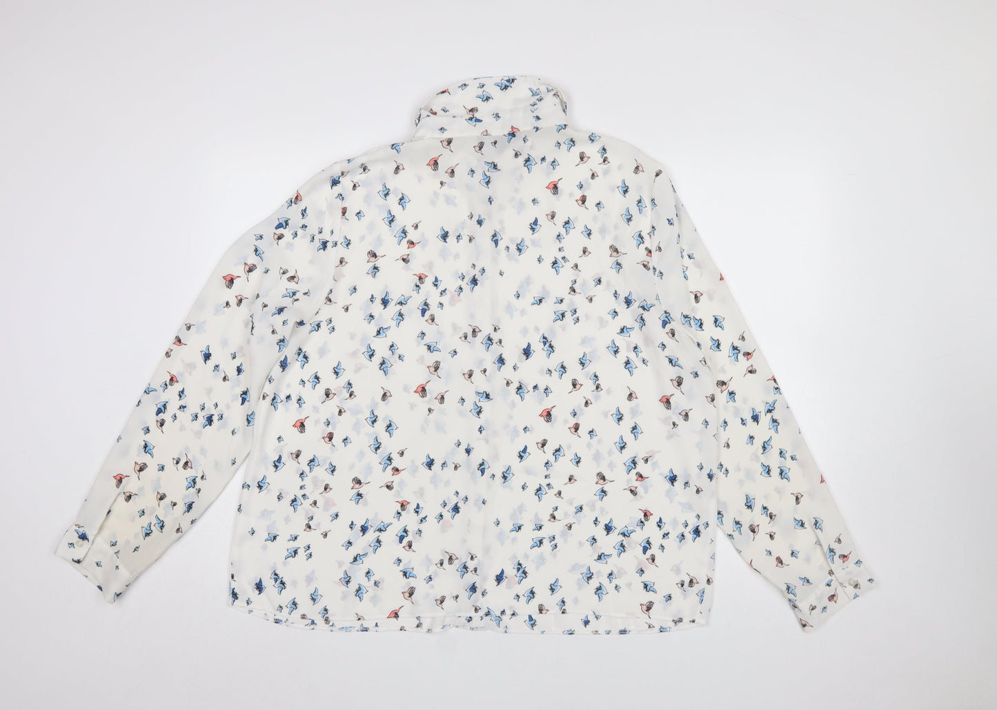 Atmosphere Women’s White Bird Print Long Sleeve Collared Blouse Size 20