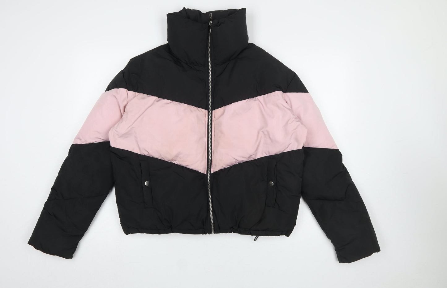Nobody's Child Women's Black Pink Puffer Jacket Size 14 Winter Coat