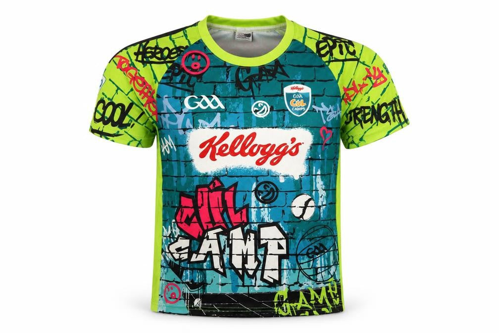 Front view of Azzurri boys’ green multicoloured short sleeve crew neck graphic t-shirt 4 years