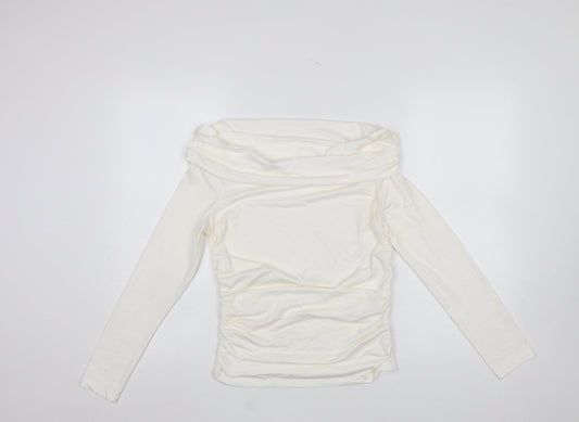 Savida Womens Ivory Off Shoulder Long Sleeve Tunic Top Size 12