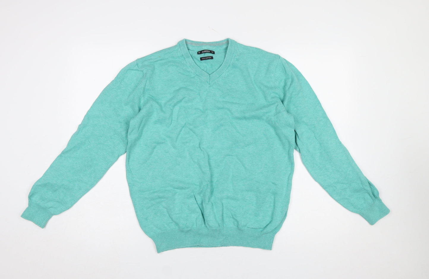 Dunnes Men’s Green Cotton V-Neck Jumper Size S