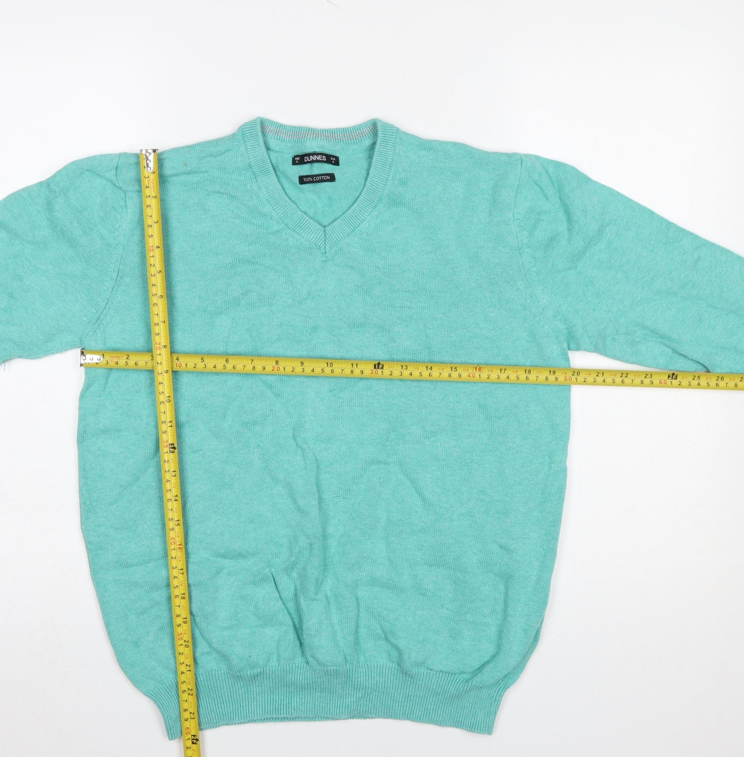 Dunnes Men’s Green Cotton V-Neck Jumper Size S