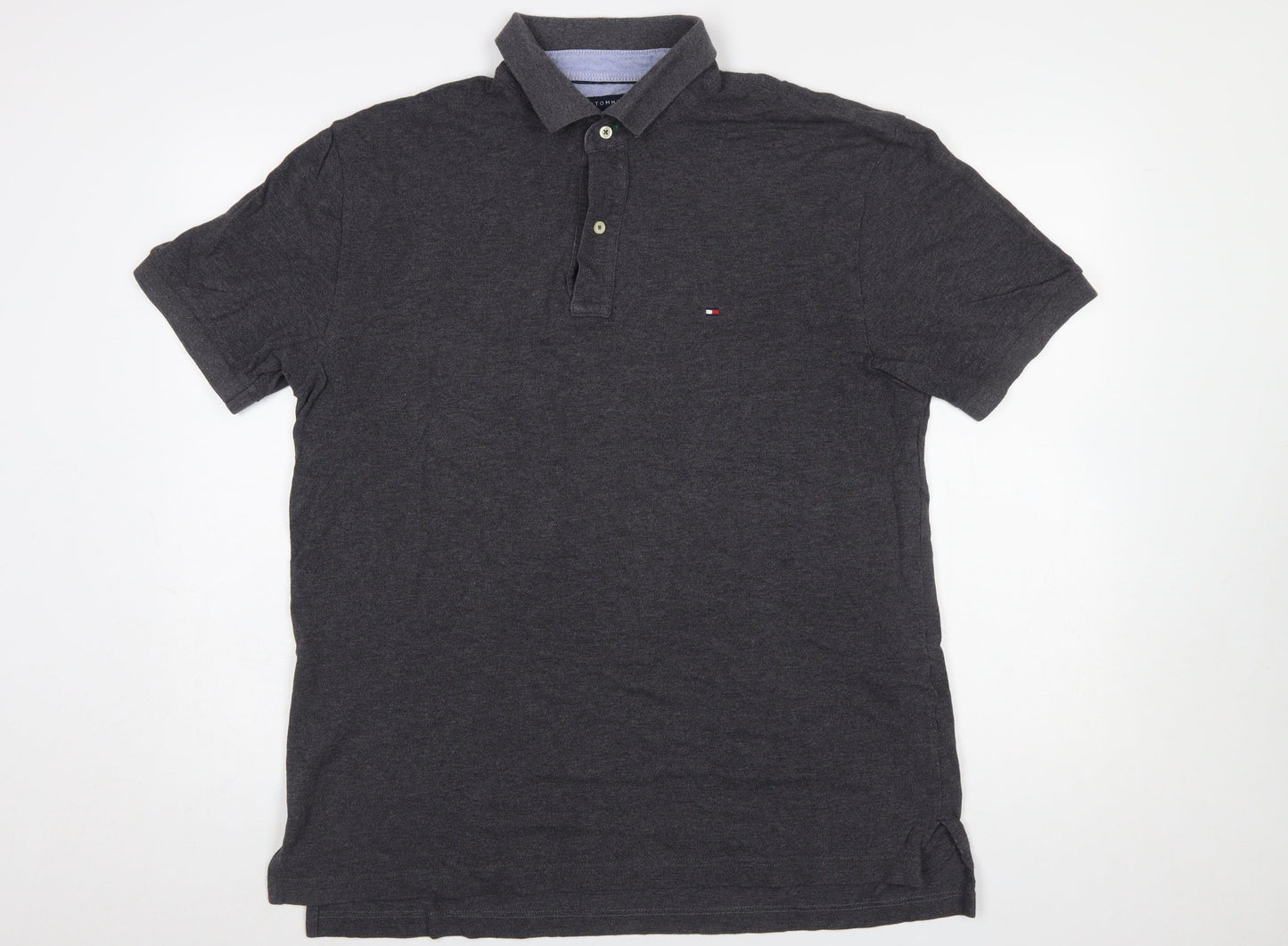 Tommy Hilfiger Men's Grey Classic Fit Cotton Polo Shirt L