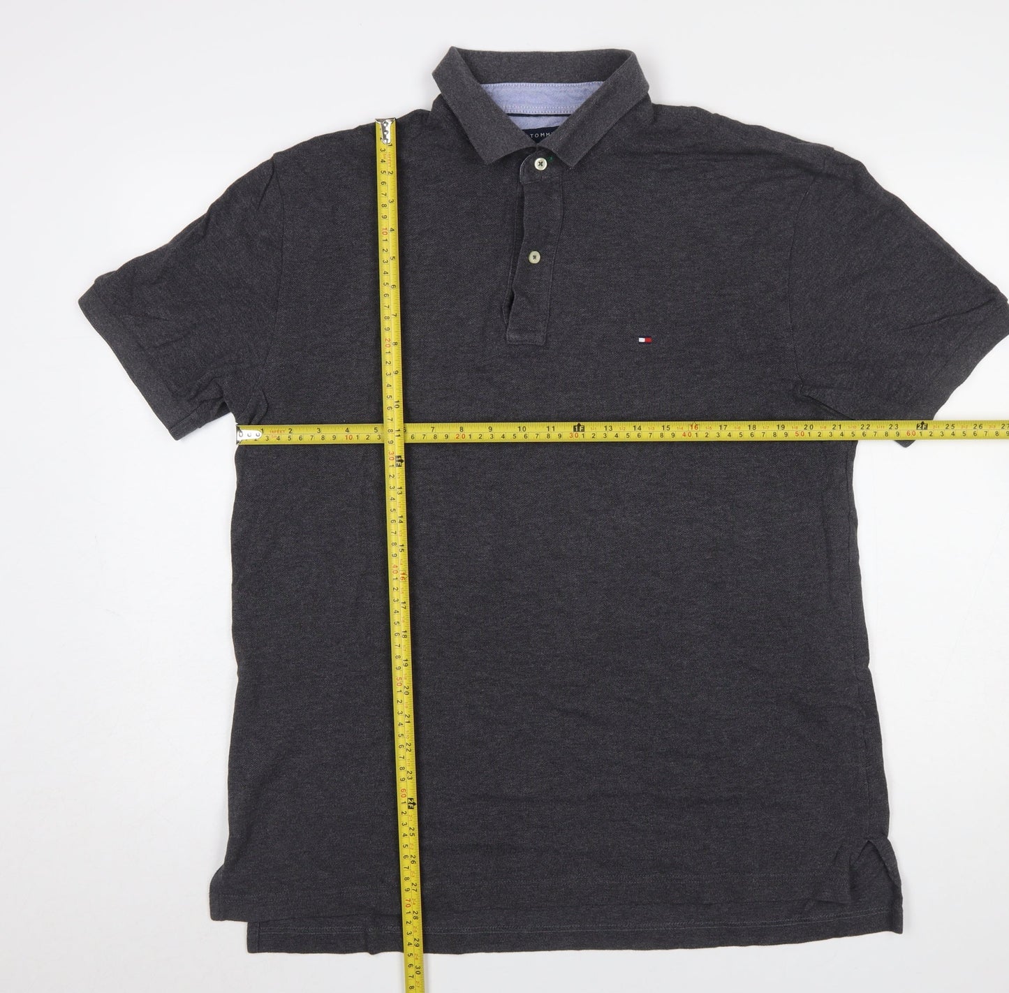 Tommy Hilfiger Men's Grey Classic Fit Cotton Polo Shirt L