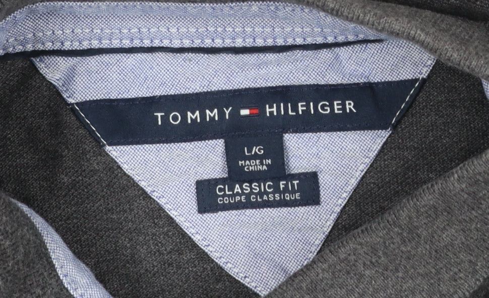 Tommy Hilfiger Men's Grey Classic Fit Cotton Polo Shirt L