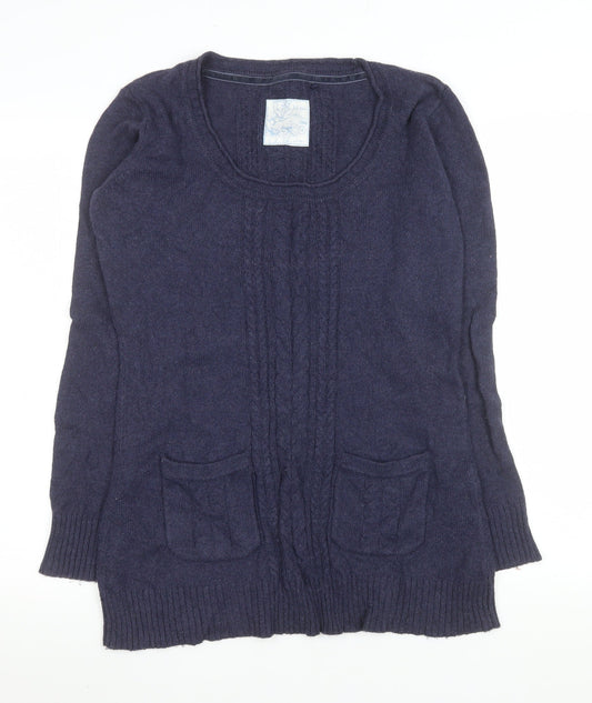 Fat Face Women's Blue Size 12 Cable Knit Long Sleeve Jumper