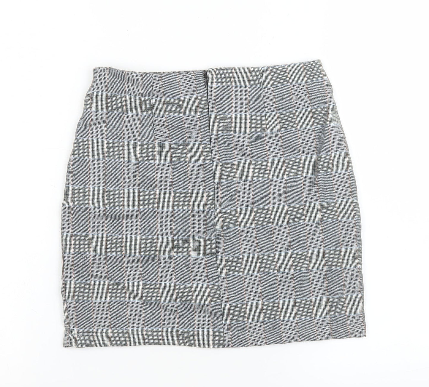 Pull & Bear Women’s Grey Check Button Front Short Skirt Size S