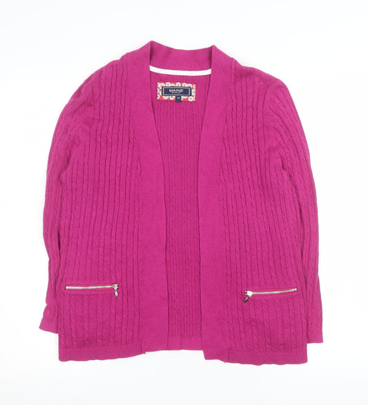 Maine New England Women's Pink Cable-Knit Cardigan Size 14