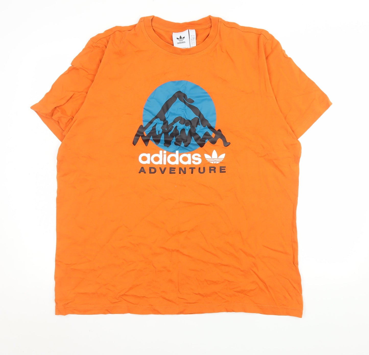 Adidas Mens Orange 2XL Adventure Graphic Cotton T-Shirt
