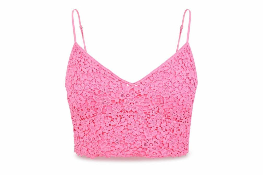 Stradivarius Women Pink Lace Camisole Tank Top M