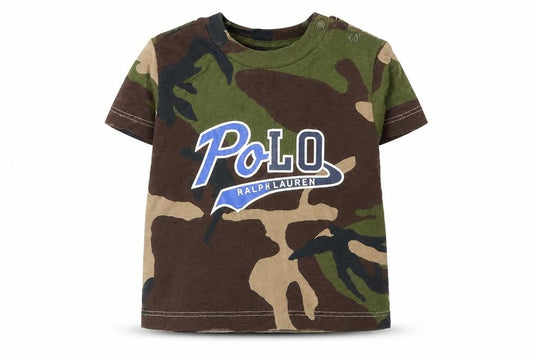 Ralph Lauren Unisex Baby Camouflage Cotton T-Shirt 3-6M Short Sleeve Crew Neck