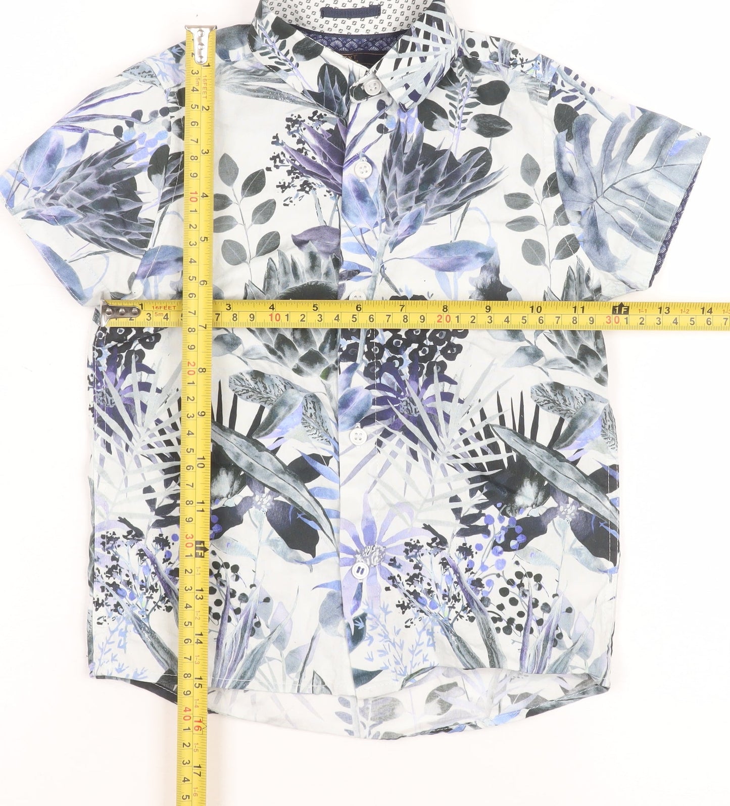NEXT Boys Multicoloured 3 Years Floral Cotton Short Sleeve Button-Up Shirt