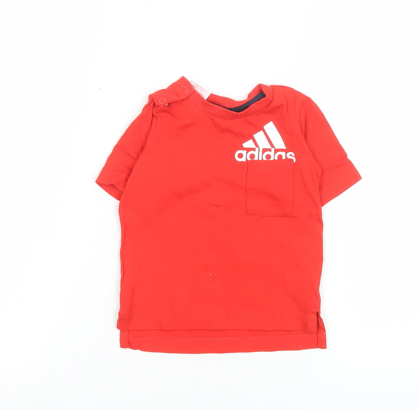 Adidas Unisex Baby Red Short Sleeve T-Shirt 6-9 Months Organic Cotton