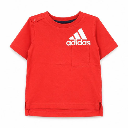 Adidas Unisex Baby Red Short Sleeve T-Shirt 6-9 Months Organic Cotton